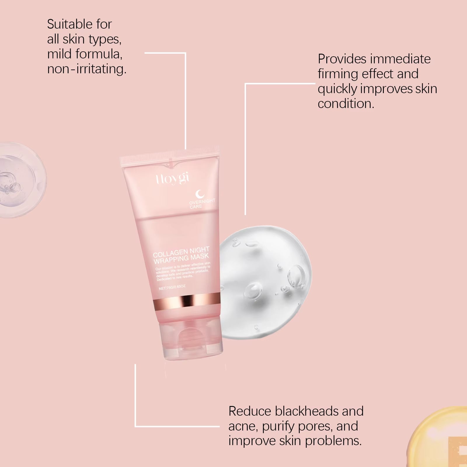 Collagen Peel off Facial Mask Gently Cleansing Deeply Hydrating Moisturizing Night Wrapping Face Mask Korean Skin Care Cream