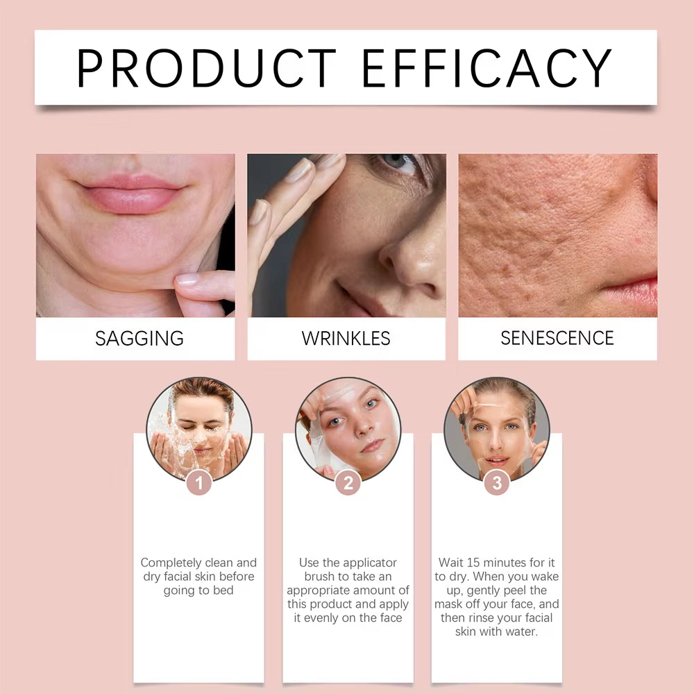 Collagen Peel off Facial Mask Gently Cleansing Deeply Hydrating Moisturizing Night Wrapping Face Mask Korean Skin Care Cream